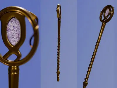 Golden Scepter PBR 3D model