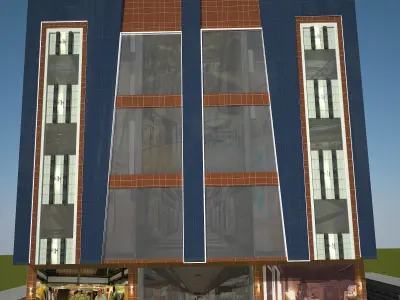 Plaza Elevation 50 to 60 Feet Front of Commercial 151 Low-poly 3D model