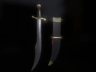 Scimitar sword Low-poly 3D model