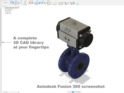 DIN-EN Butterfly Valves - Double Flanged - Blue 3D model