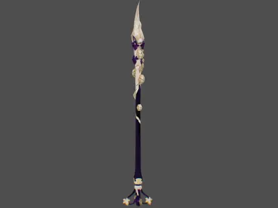 Magical Staff Phoenix Bird Wizard Wand Stick Props Item Scepter Low-poly 3D model
