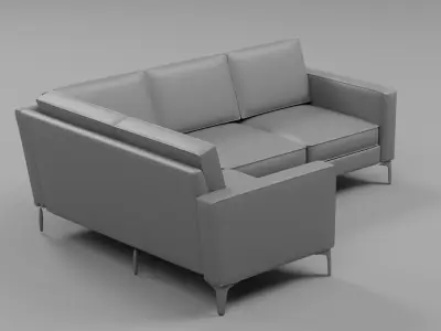 Modern L-Shaped Velvet Sectional Sofa - Sample File 3D model