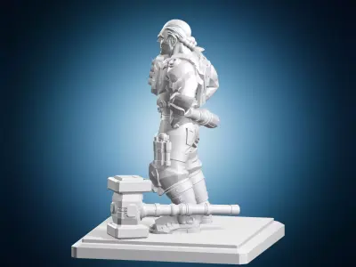 Sci-Fi Mechanic Engineer With Hammer 3D print model