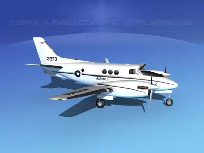 Beechcraft C-6 King Air V02 USAF 3D model