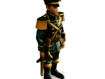 Stylized Military Officer 3D Model Low-poly 3D model
