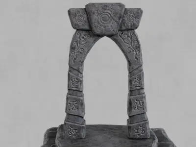 Ancient Stone Gate or Portal Low-poly 3D model