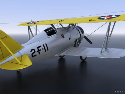 F2F-1 USS Lexington CV-2 1940 Low-poly 3D model