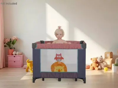 Little Girl in Textile Playpen 3D model