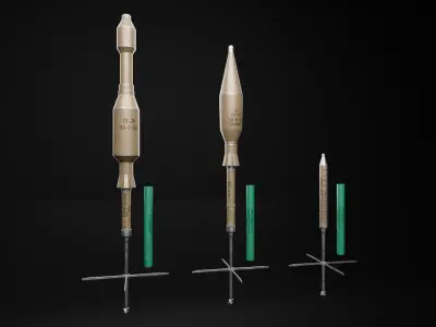 3 RPG-7 Rocket variants  Low-poly 3D model
