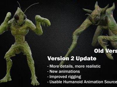 Mantis Human - Bio-Weapon Creature Low-poly 3D model