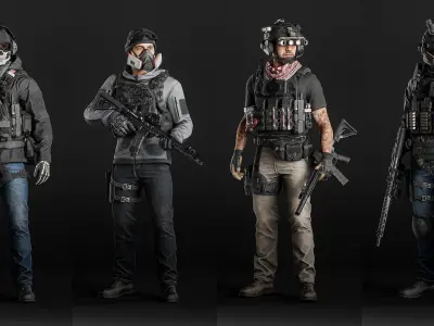 Modular PMC Character Low-poly 3D model