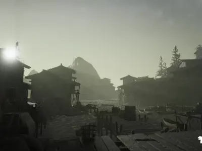 Asian Fishing Village Environment Low-poly 3D model