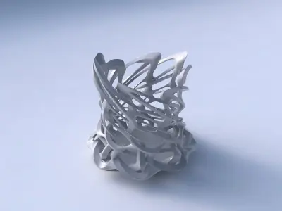 Bowl cylindrical with interlacing sharp edged lattice twisted... 3D model