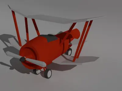low poly plane biplane Low-poly 3D model