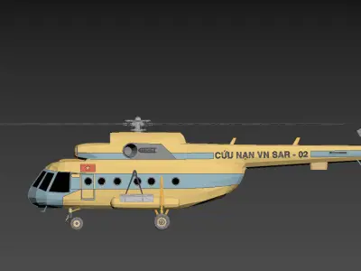 Vietnam Mil Mi-171 Helicopter 3D Model Low-poly 3D model