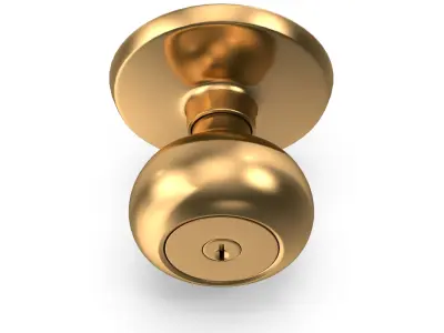 Door Knob Golden With Keyhole V02 3D model