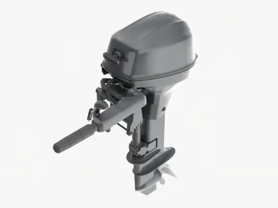 Outboard portable boat motor with tiller 3D model