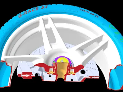 Ferrari Enzo rim wheel Tyre front 9 x 19 BBS design 3D model