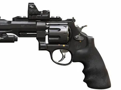 Game Ready R8 Revolver - Model and Textures  Low-poly 3D model