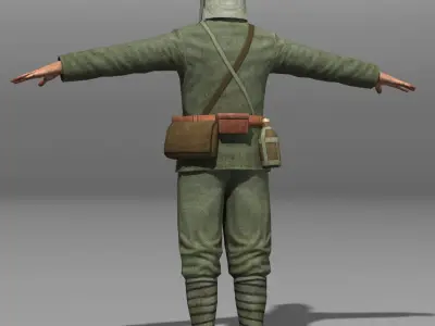 Japanese soldier and Type 100 Low-poly 3D model