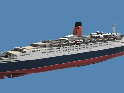 RMS Queen Elizabeth 2 QE2 ocean liner 3D print model as of 2008 3D print model