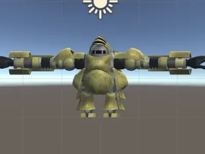 Robot-Heavy-cavalry spaceship with sun Low-poly 3D model