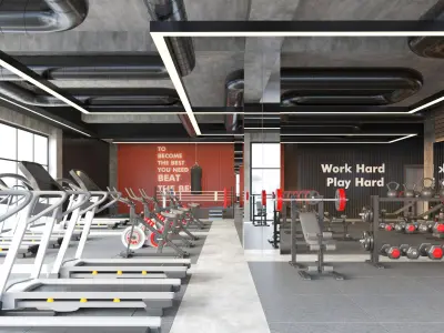Fitness Center Gym Interior 3D model