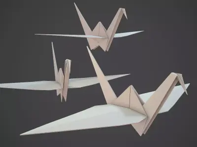  Origami low poly game assets 488 tris Low-poly 3D model