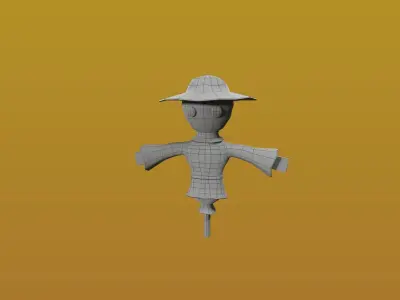 Cartoon style Scarecrow Game model Low-poly 3D model