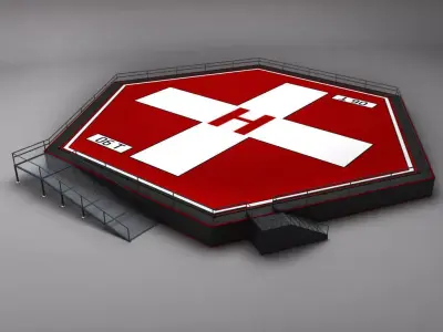 Helipad hexagon low poly 3D model