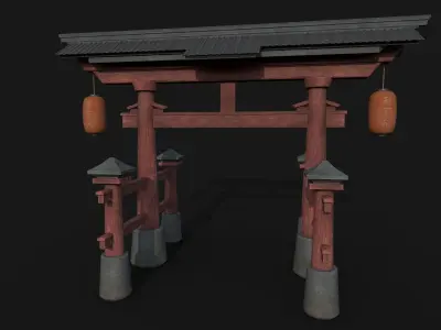 Japanese Shrine Gate Torri Low-poly 3D model