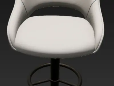 Contemporary Bar Stool Black Metal Base White Cushion 3D Model Free 3D model