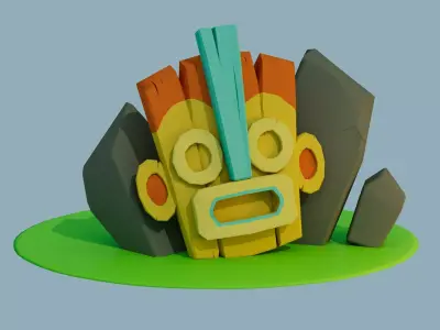Low Poly stylized Tiki Mask Low-poly 3D model Low-poly 3D model