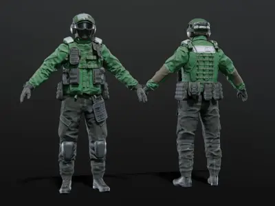 SOLDIER Flight Deck Crew Rigged 3D model
