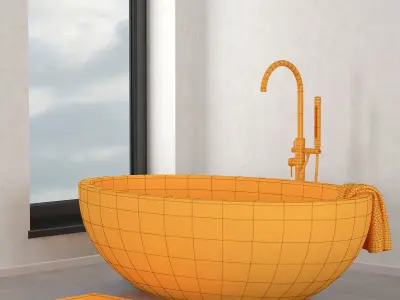 Bath stone sphere 3D model