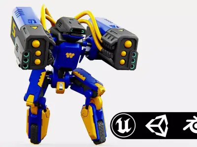 MILITARY BOT B-450 Rigged for Unreal Engine - Unity - MIXAMO 3D model