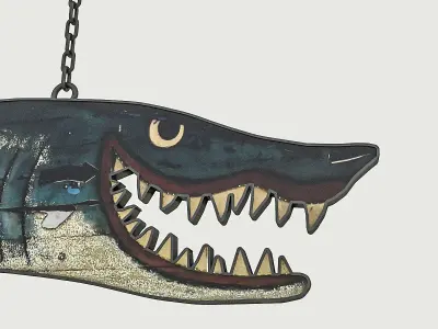 Fish Restaurant Sign 03 Low-poly 3D model