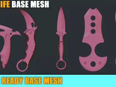 knife base mesh game ready collection02 Low-poly 3D model