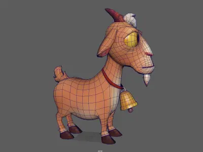 Goat Cartoon Low Poly Low-poly 3D model