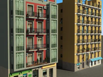 Building Collection 93-96 Low-poly 3D model