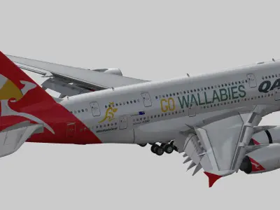 Airbus A380 Qantas VH-OQH Low-poly 3D model