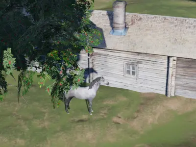 Realistic Gray Horse  Low-poly 3D model