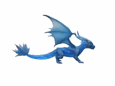 Flying Dragon Made Out Of Glacial Blue Crystals 3D model