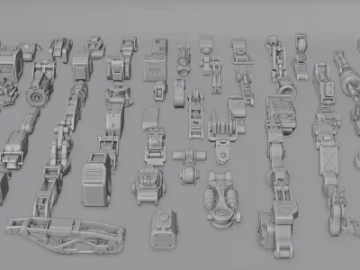 60 Sci Fi kitbash parts-1 3D model