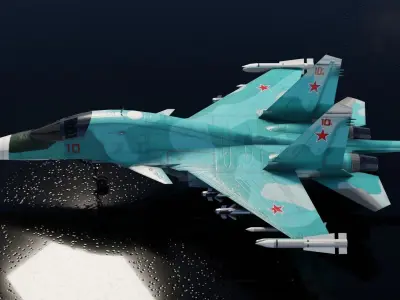 Sukhoi SU-34 Fullback Low-poly 3D model