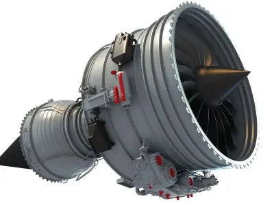 Fanjet Turbofan Engine 3D Model 3D model