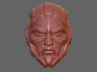 Cybernetic Maori Warrior Head Bust Sci Fi Hard Surface  3D print model