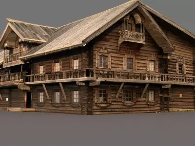 Russian wooden house on Kizhi island 3D model