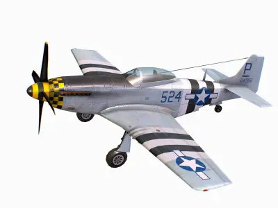 United States American fighter aircraft P-51D-5 Mustang Low-poly 3D model