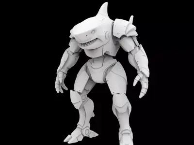 Mechanical Shark Warrior 3D Print Model 3D print model purchase